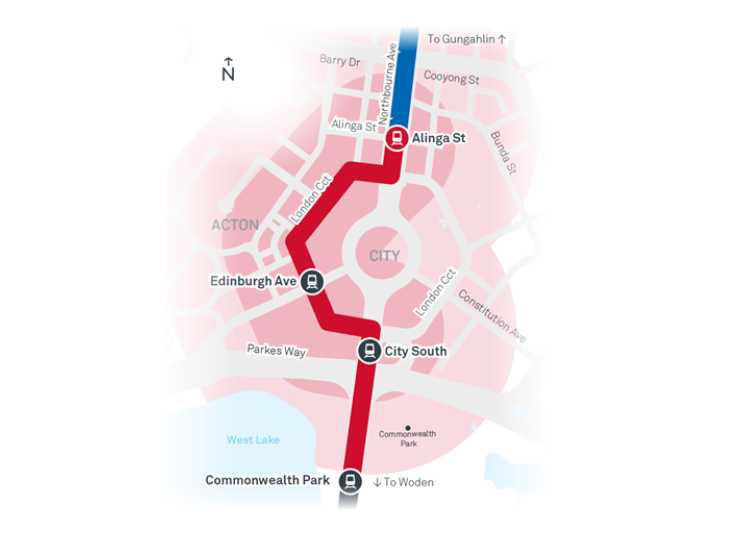 canberra light rail stage 2a map