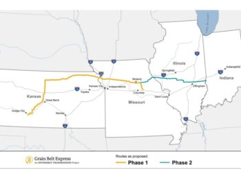 Grain Belt Express Map - Phase 1 and Phase 2
