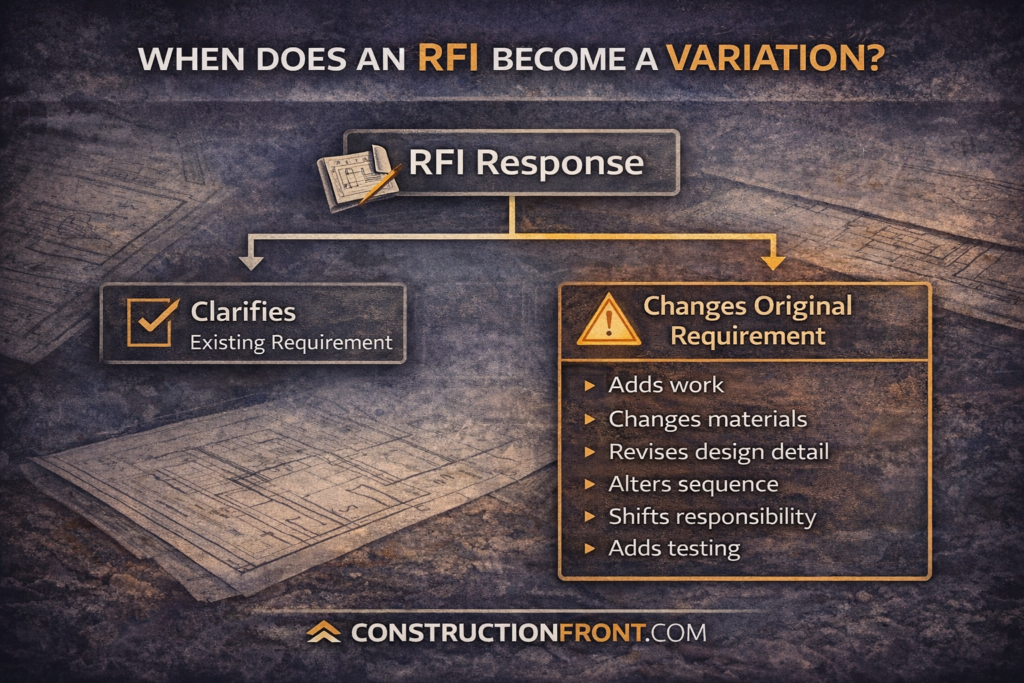 when does a RFI become a variation in practice